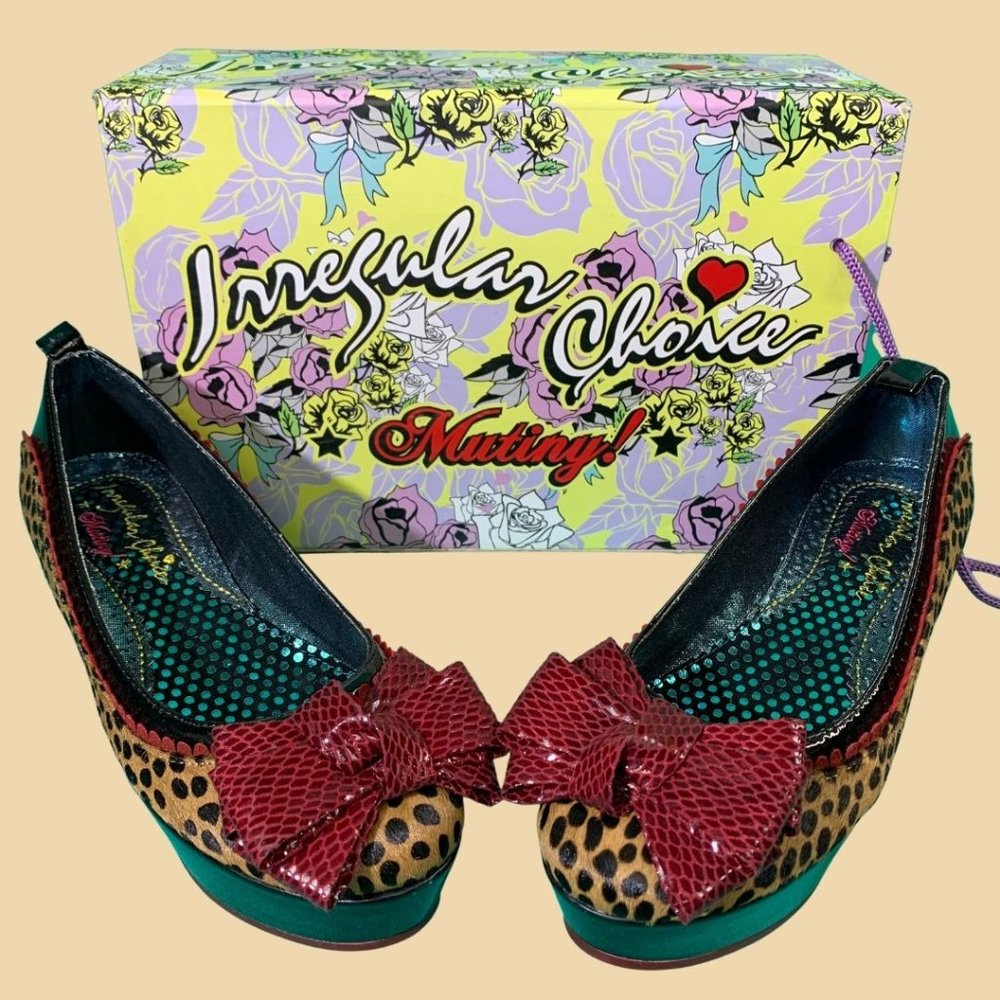 Irregular Choice leopard print platforms with bow